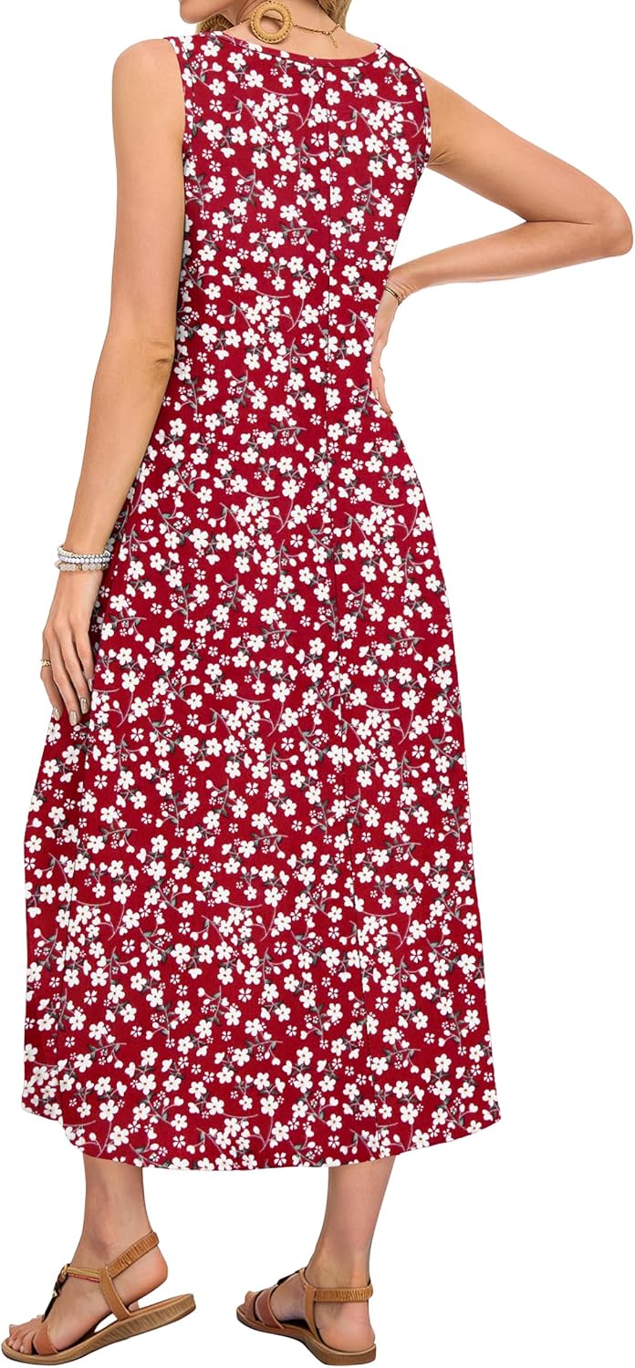 AUSELILY Womens Summer Long Sundresses Casual Sleeveless V Neck Loose Beach Maxi Dresses with Pockets 2026 - Image 6