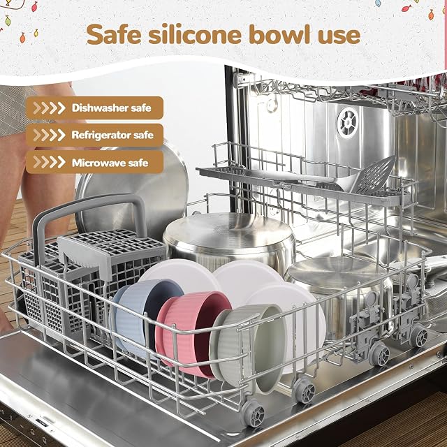 Foto 6 de 7 de 3 Cuencos de Silicona para Gatos con Tapa, Juego de Cuencos Antideslizantes con Ventosa