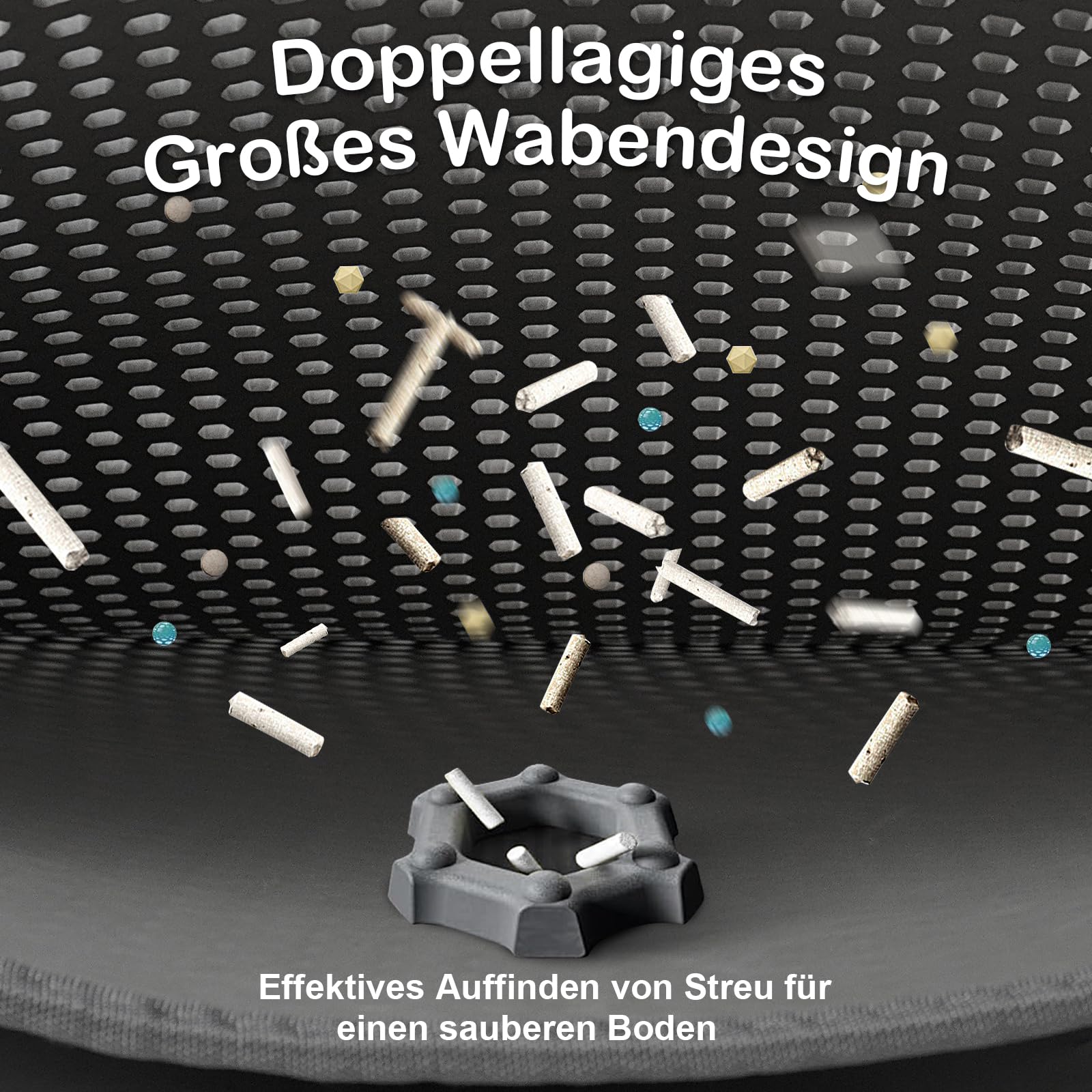Katzenklo Matte 90x60 cm XXL Katzenstreu Matte, EVA Doppelte Schichte Waben Katzenmatte Katzenklo Wasserdichte Unterlage Katzenklo Katzenstreumatte, Grau