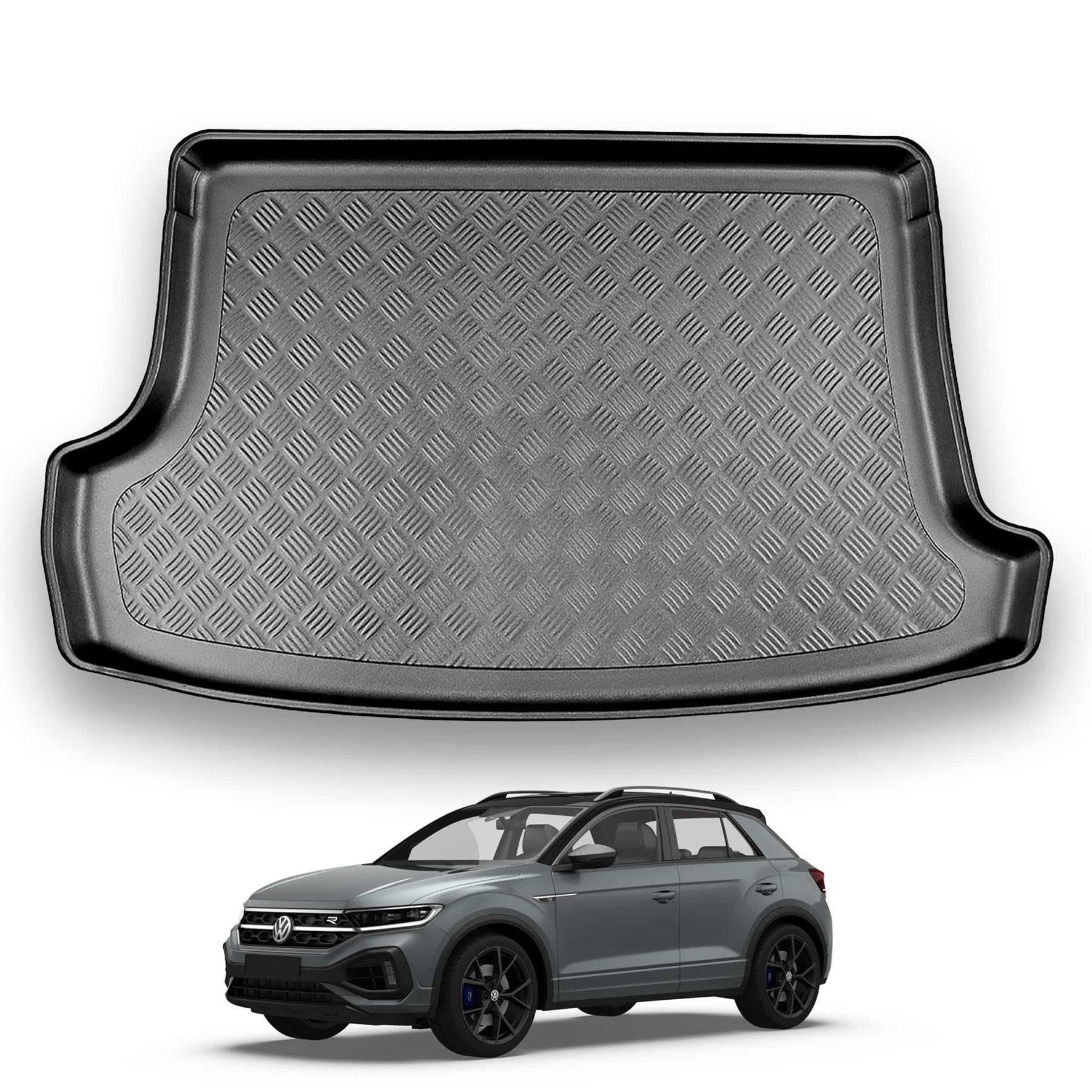 NOMAD VW T-Roc (2017+) Boot Liner [Upper Boot Position] Tailored Fit Car Floor Mat Protector Non Slip Waterproof Raised Edges Compatible Custom Fit Accessory Black Dog & Pet Friendly
