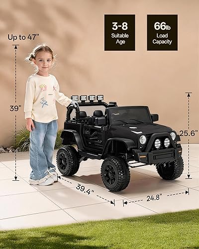 Miniatura 8 de Juguete de coche de paseo para niños, coche eléctrico de 24 V para niños con control remoto, motores de 2 x 200 W, color negro