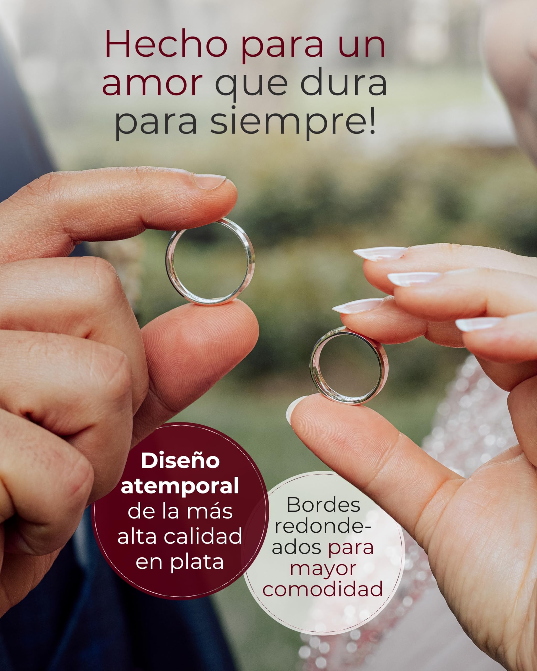 123traumringe 2 anillos de boda con brillante de plata 925 (diamante/grabado/cinta métrica y estuche).S91