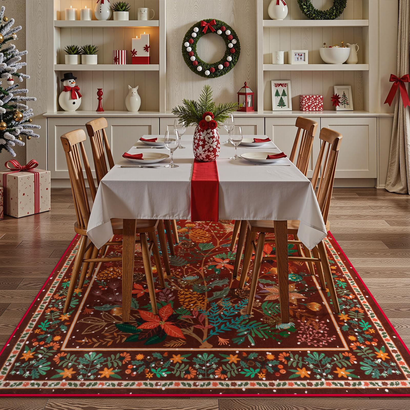 Amazon.com: Anidaroel Christmas Area Rug 5x7, Botanical Floral