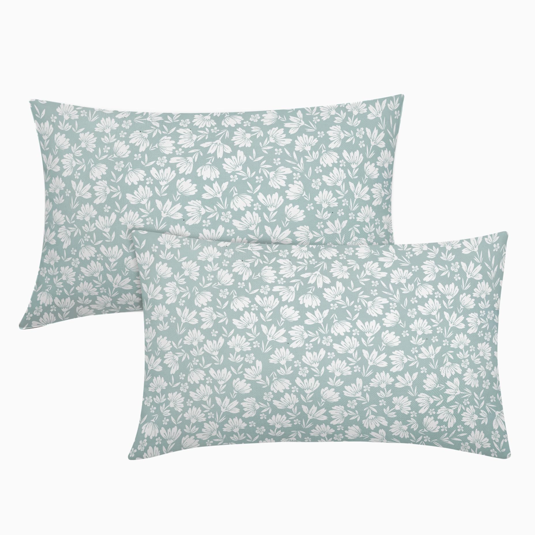 Set di 2 federe per cuscini lombari, 30 x 50 cm, motivo floreale