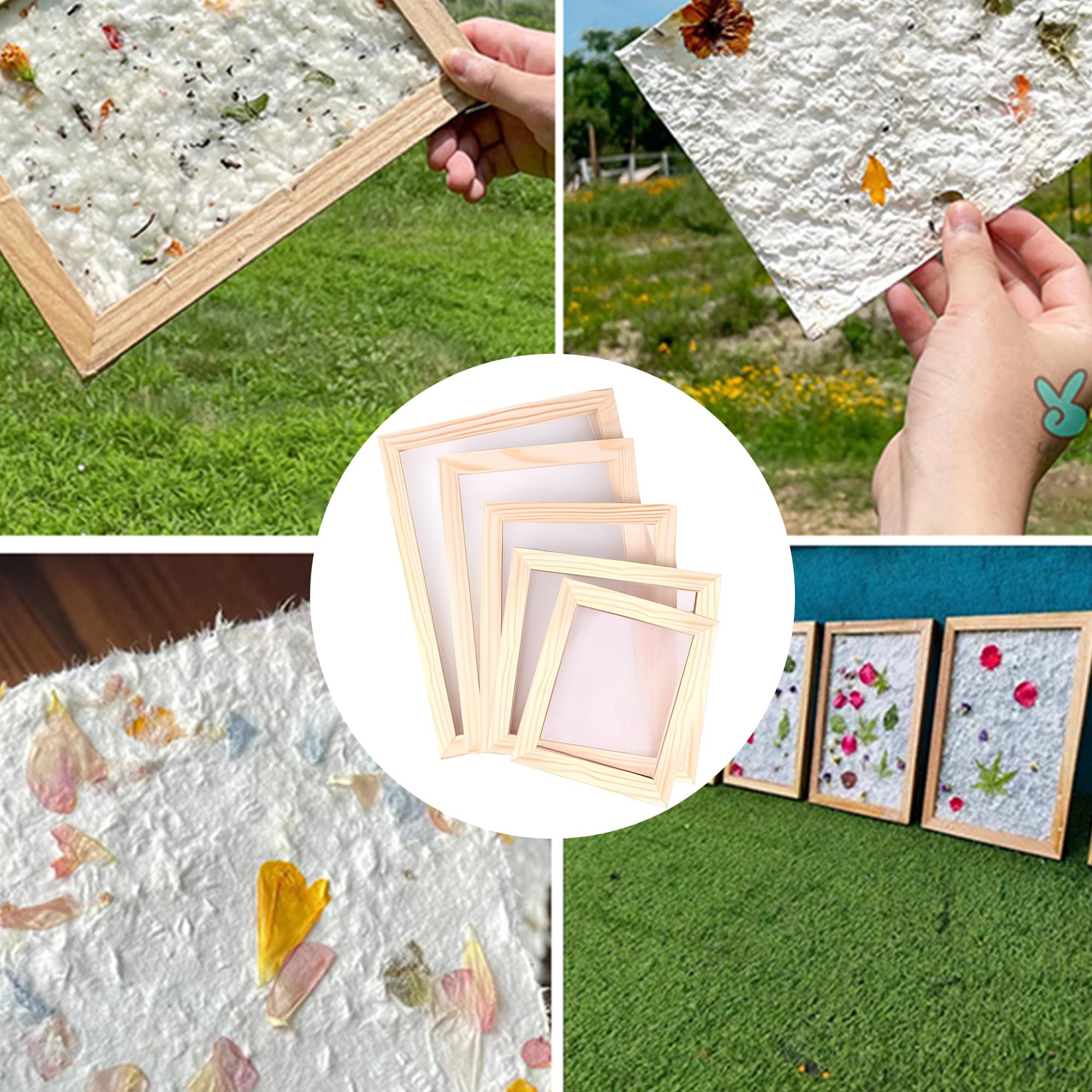 5 Pcs Pantalla Para Fabricación De Papel, Moldes De Madera, Marco De Molde Para Manualidades, Para Hacer Papel De Bricolaje Pintura Hecha a Mano