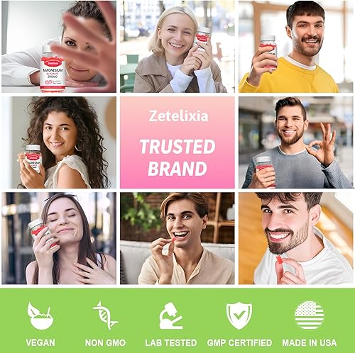 Miniatura 7 de Gomitas de glicinato de magnesio, suplementos de glicinato de magnesio de alta absorción para relajación, masticables de frambuesa para adultos y