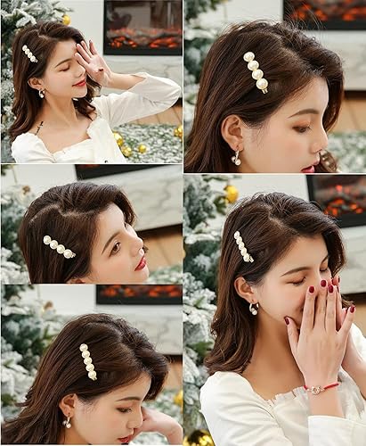 Miniatura 2 de Pinzas para el cabello con perlas para mujeres y niñas, pinzas grandes para cabello grueso y fino para regalos de cumpleaños, horquillas brillantes,