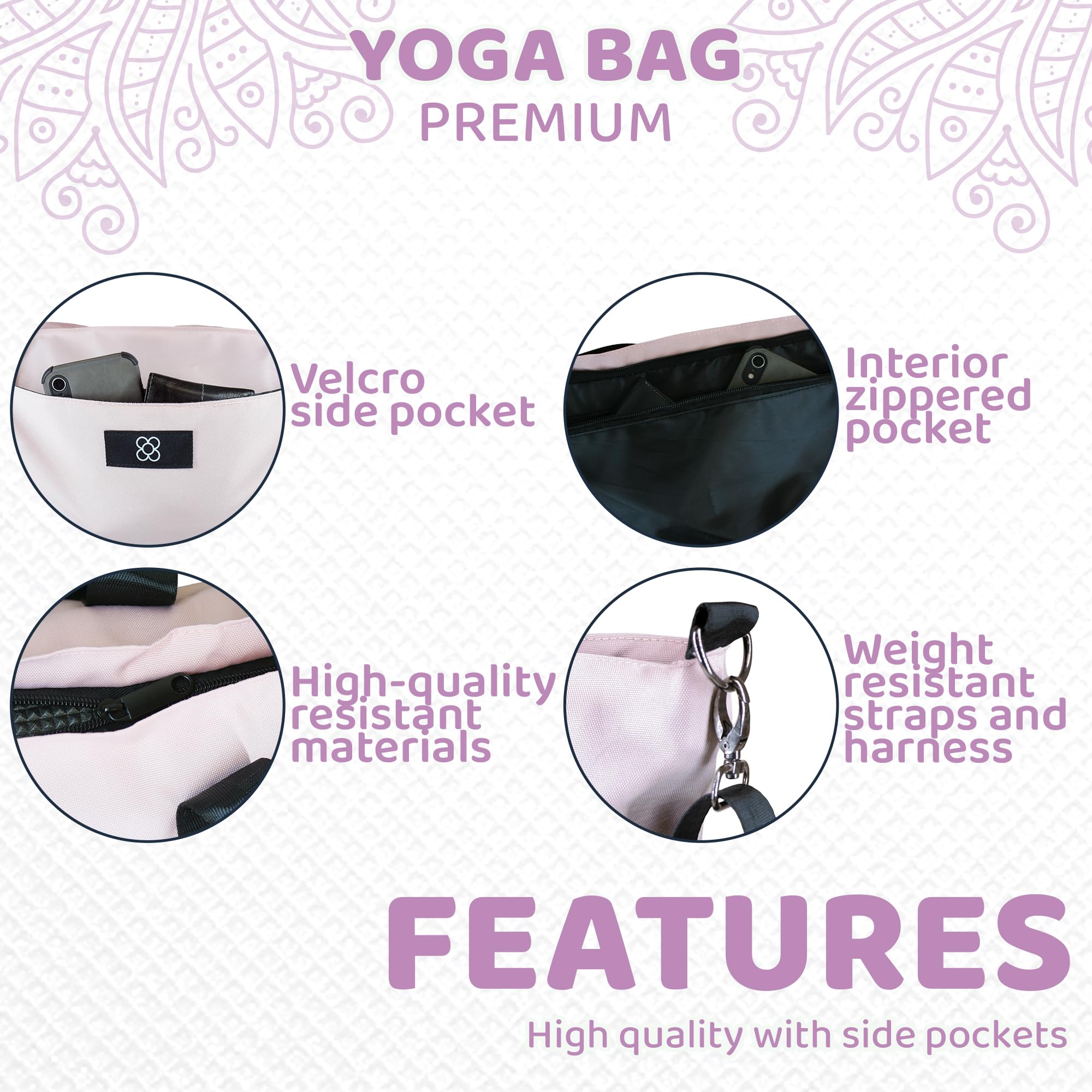 DOJA Barcelona Sac Tapis Yoga XXL - Grand Sac Yoga Résistant et Spacieux avec Poches - Housse Tapis Pilate Doté de Poignées et Sangle d'épaule pour Transport Confortable et Organisation Optimale
