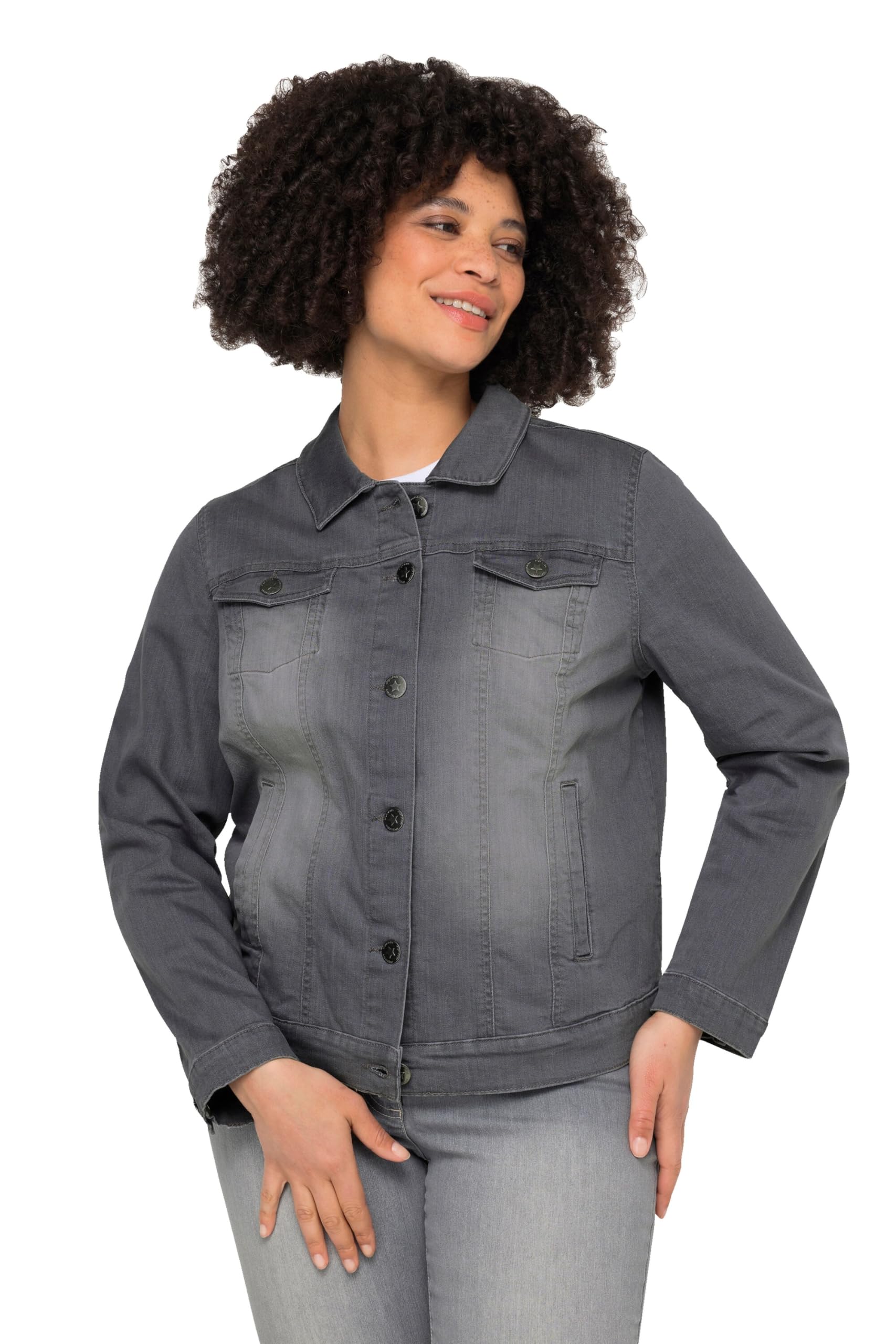 Angel of Style Damen große Größen Übergrößen Plus Size Jeansjacke Frieda, Wascheffekte, Hemdkragen, Langarm 831951