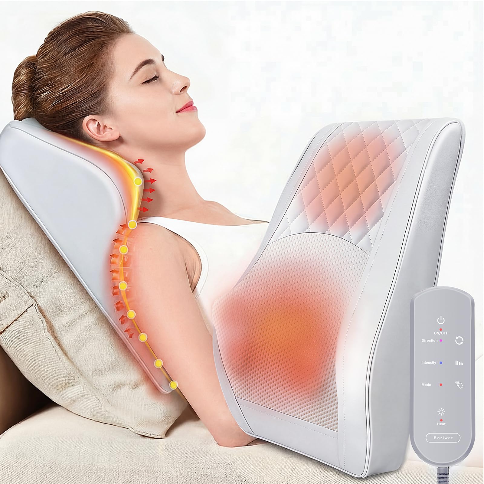 Massagegerät, Nackenmassagegerät mit Wärme, Shiatsu Massage Matte, 3D Knet Rückenmassagegerät für Nacken, Schulter, Rücken, Beine, Geschenke für Männer, Frauen, Mama, Papa, Freund, Lehrer