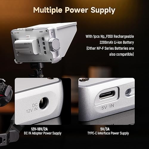 Vista 7 de VILTROX DC-V1 Monitor de Campo para Cámara con Pantalla Táctil, Monitor DSLR de 5.5 Pulgadas con Resolución 1920x1080 IPS, con Capucha Protectora