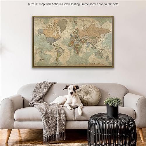 Miniatura 7 de HolyCowCanvas Mapa del mundo personalizado en lienzo en tonos tierra vintage, personaliza con tus nombres y cita para rastrear viajes, tablero de