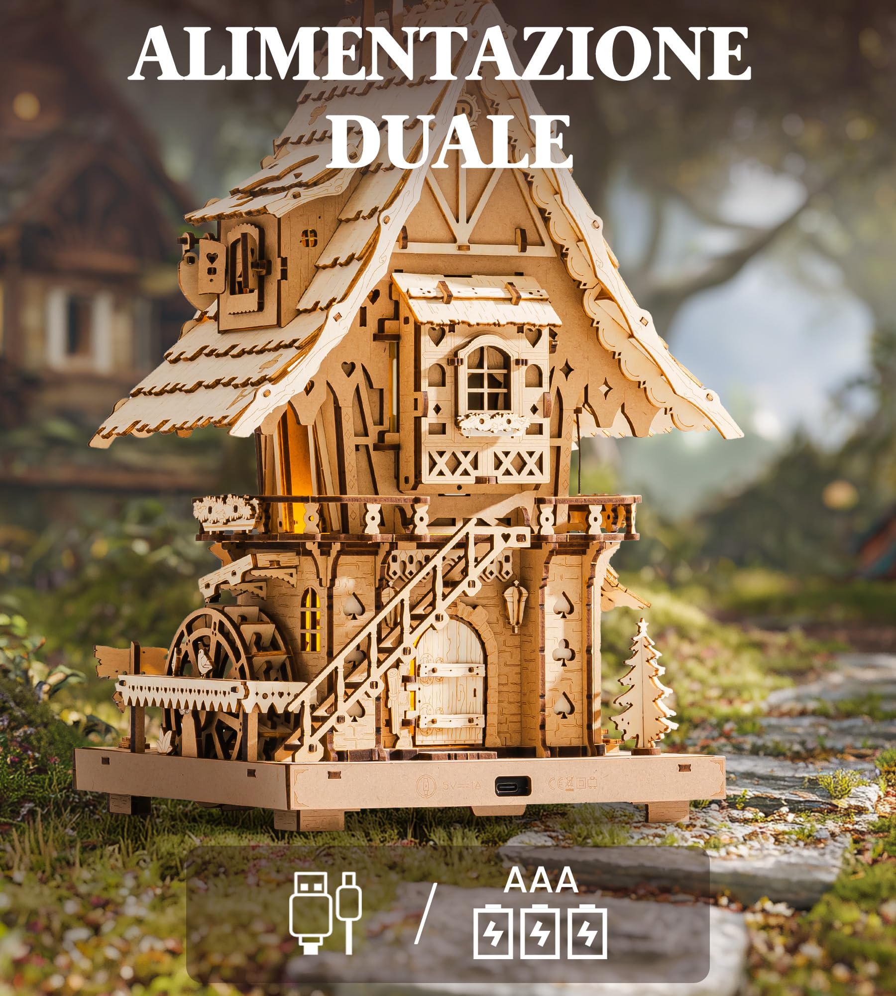 ROKR Puzzle 3D Legno Orologio a Cucù Modellismo da Costruire Adulti Idea Regalo Donna Uomo Originale LC901