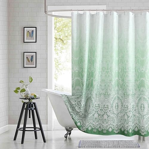Miniatura 14 de Cortina de ducha de tela para cabina, cortinas de ducha con degradado negro y gris para baño, cortinas de baño impermeables, 54" An x 72" Al