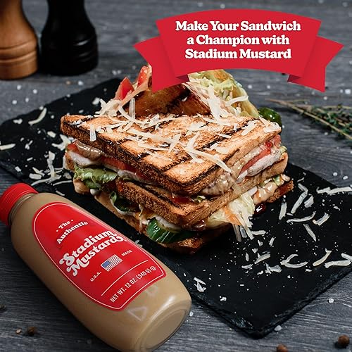 Miniatura 4 de The Authentic Stadium Mustard. Condimento clásico para perros calientes y hamburguesas. Sin gluten, sin azúcar, kosher, sin grasa, 12 onzas (paquete