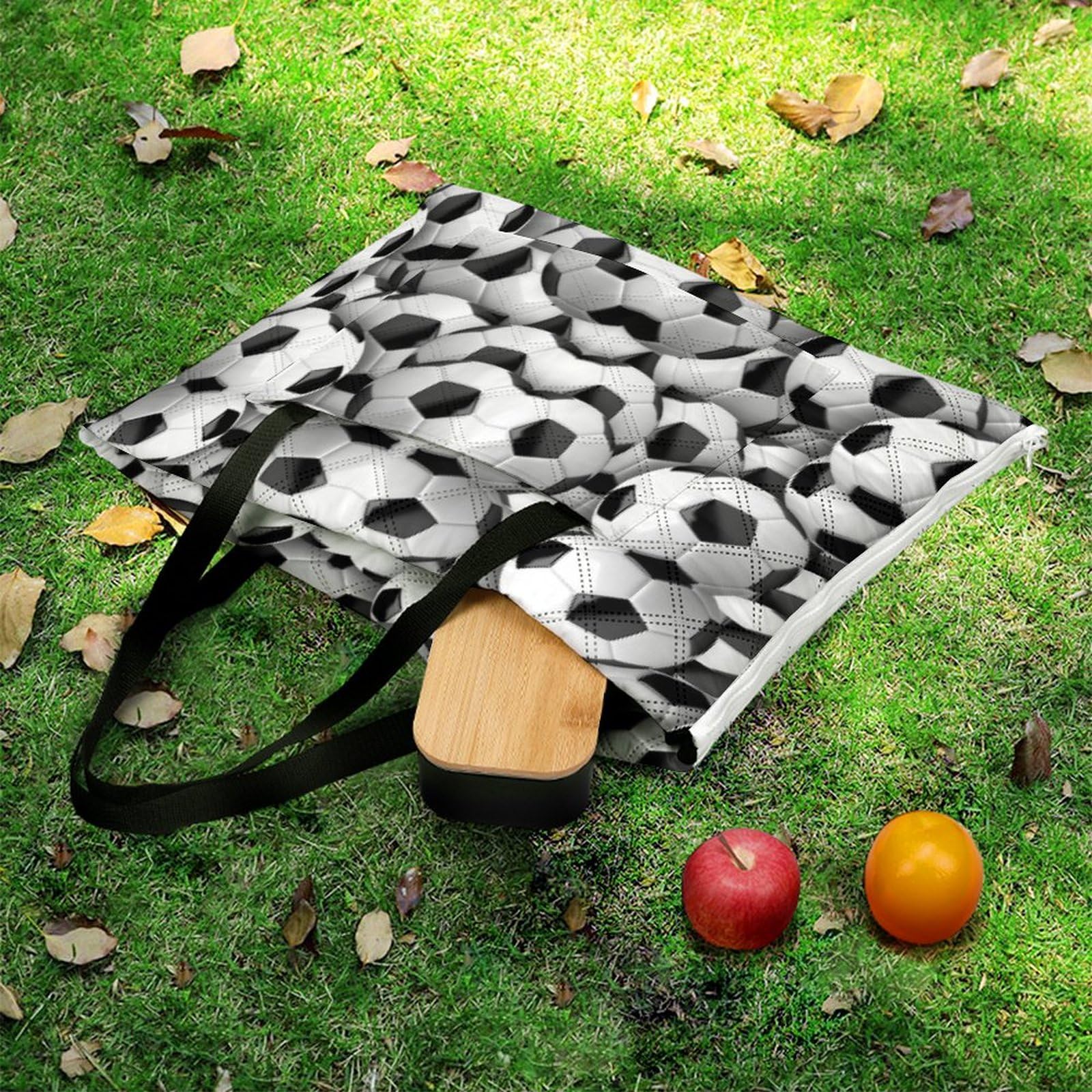 Tappetino da picnic con cerniera, coperta da picnic con pallone da calcio, tappeti da esterno, 150 cm x 150 cm