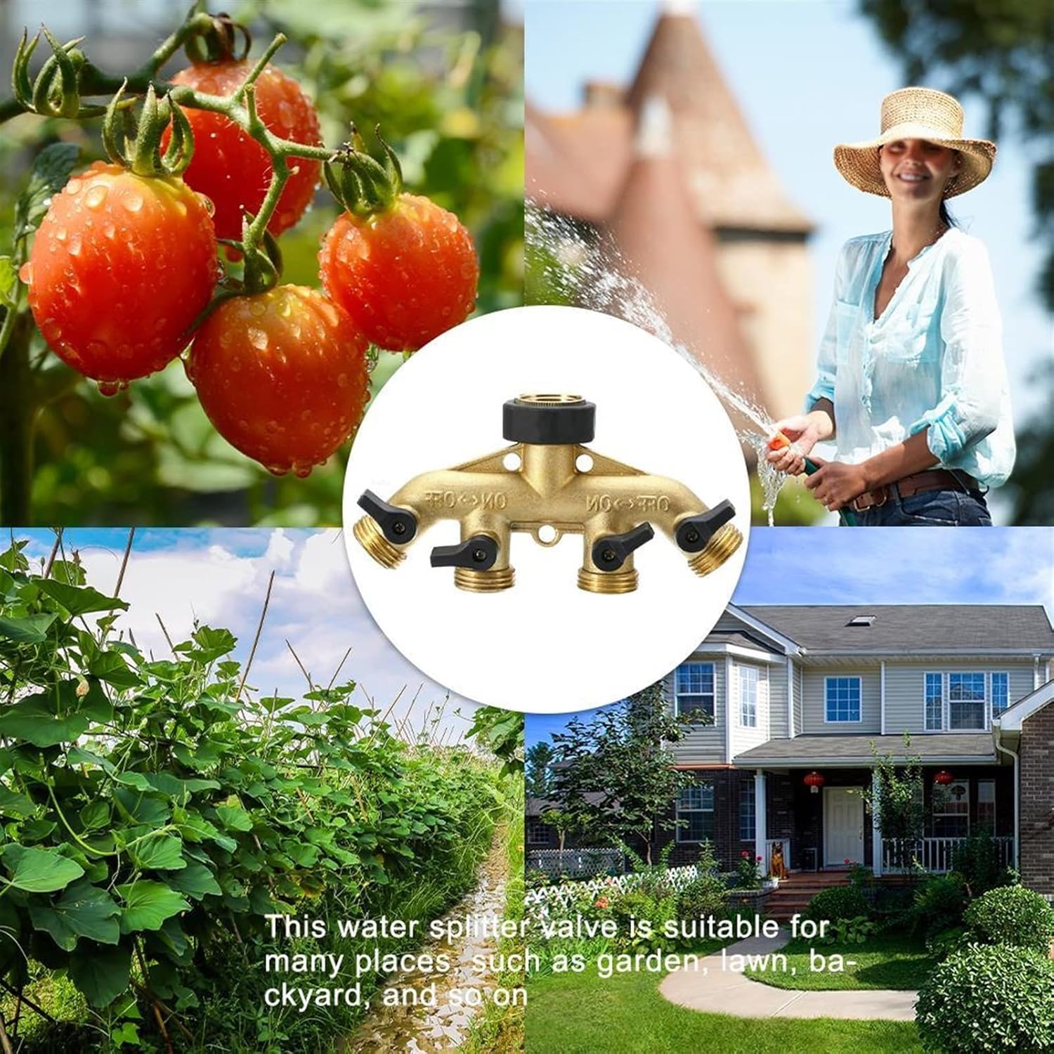 Hose Fittings 4-Way Brass Plastic Garden Hose Splitter Watering Connector Distributor For Outdoor Tap and Faucet Water Splitter