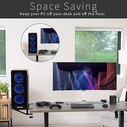 Miniatura 8 de VIVO Soporte extensor de escritorio para PC con opción de montaje en pared, soporte estándar y grande para computadora de juegos, ajustable con