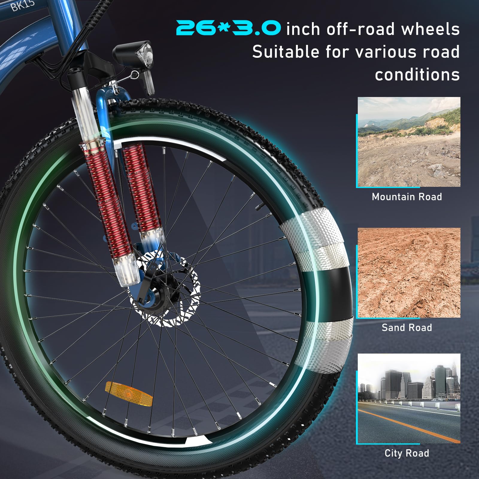HITWAY Vélo Électrique, 26 * 3.0/4.0 Pouces VTT Électrique avec Batterie au Lithium Amovible 48V15Ah, Ville E-Bike avec 7 Vitesses, Moteur 250Wh, Autonomie 45-80km pour Adulte