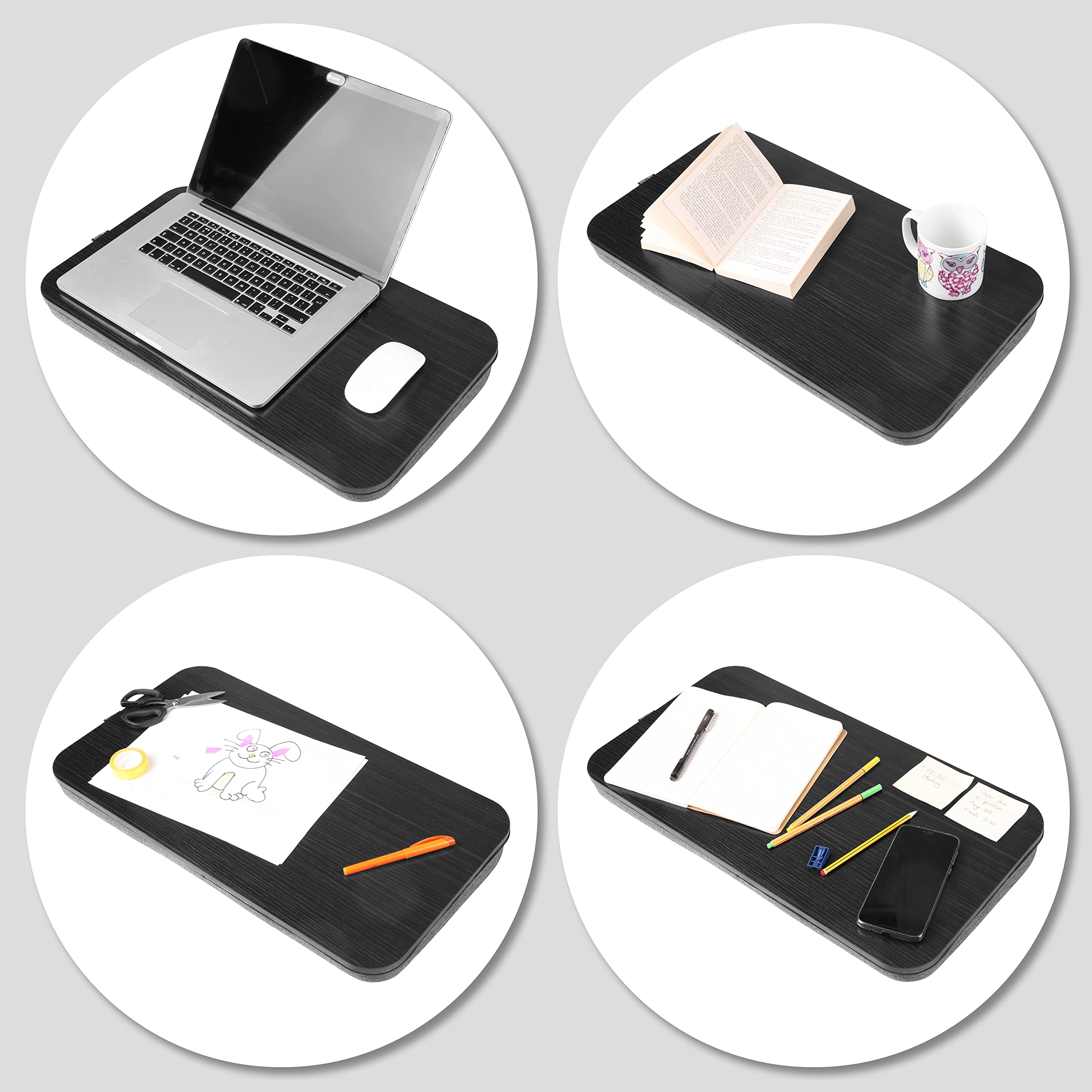 Duronic DML412 Plateau pour Ordinateur Portable Table à Poser sur Les Genoux Lit Canapé Coussin incliné Ergonomique Confortable Télétravail Travail Lecture Dessin devoirs études