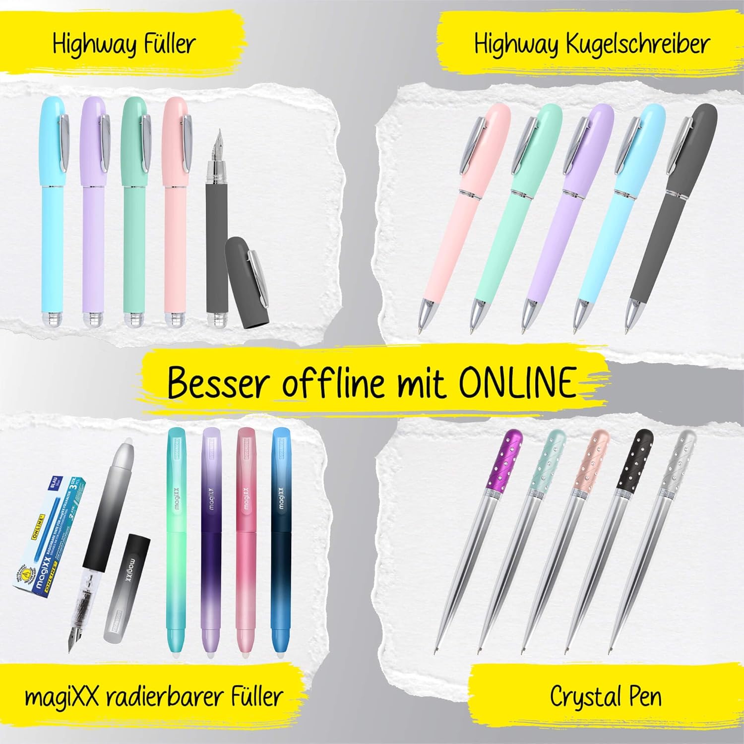 ONLINE Highway Lavender Fountain Pen in Pastel Lilac with Iridium Nib M I For Standard Ink Cartridges & Converters I Ergonomic Fountain Pen for Children and Adults