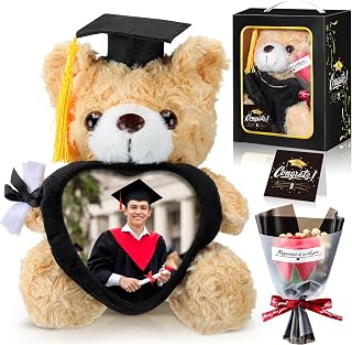Seenelling 9 Inches 2026 Graduation Bear Set Personalized Graduation Gifts Box with Heart Picture Photo Frame Graduates Grad Keepsake for Commemorative Congratulations Animal Her Him(Black)