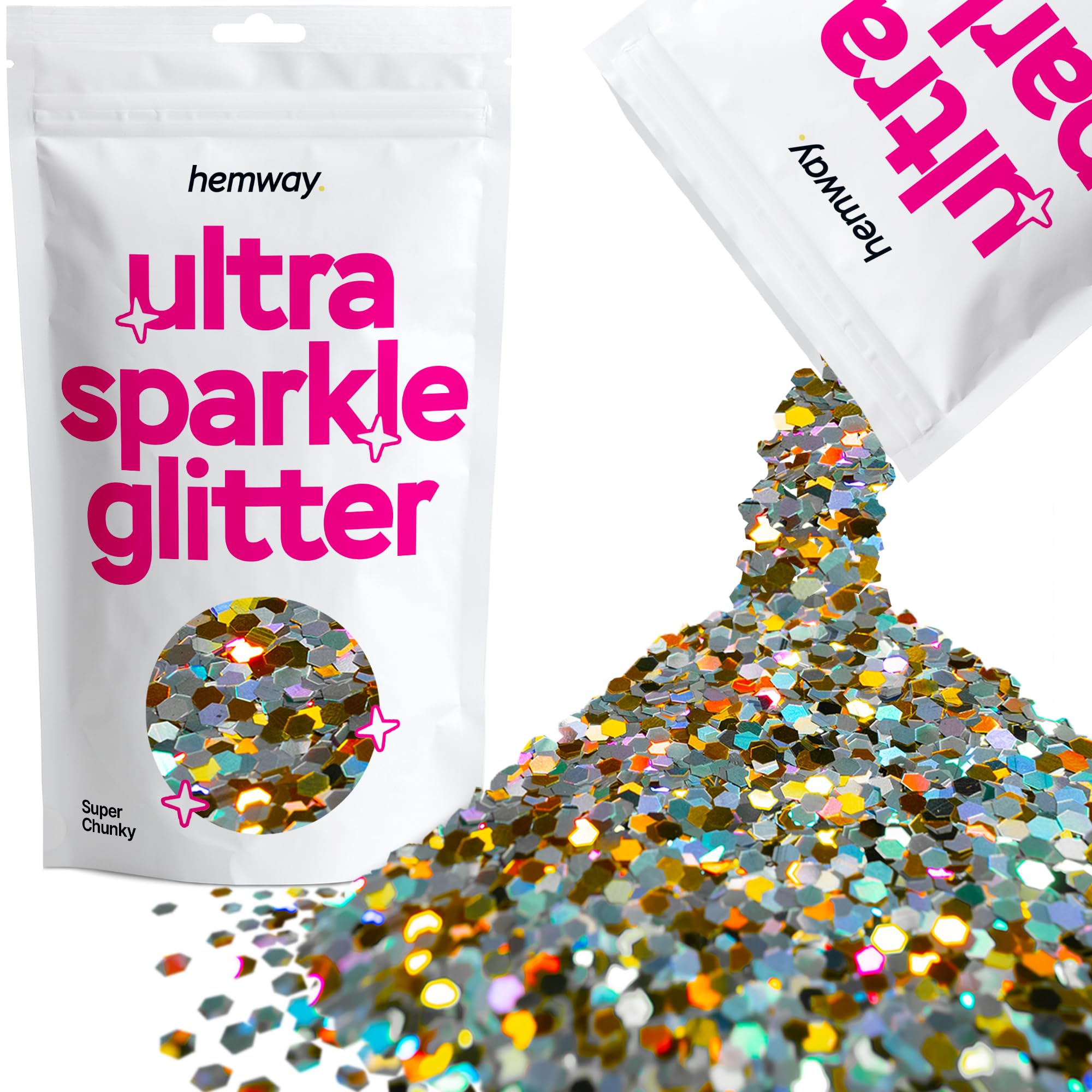 Hemway Ultra Sparkle Glitter Baby Pink Iridescent 100g Fine | Glitter for Arts & Craft, Makeup, Nail Art, Crafting, Card Making, Sparkle Decoration — view 99