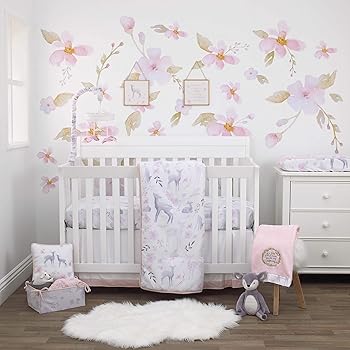 pink deer crib bedding