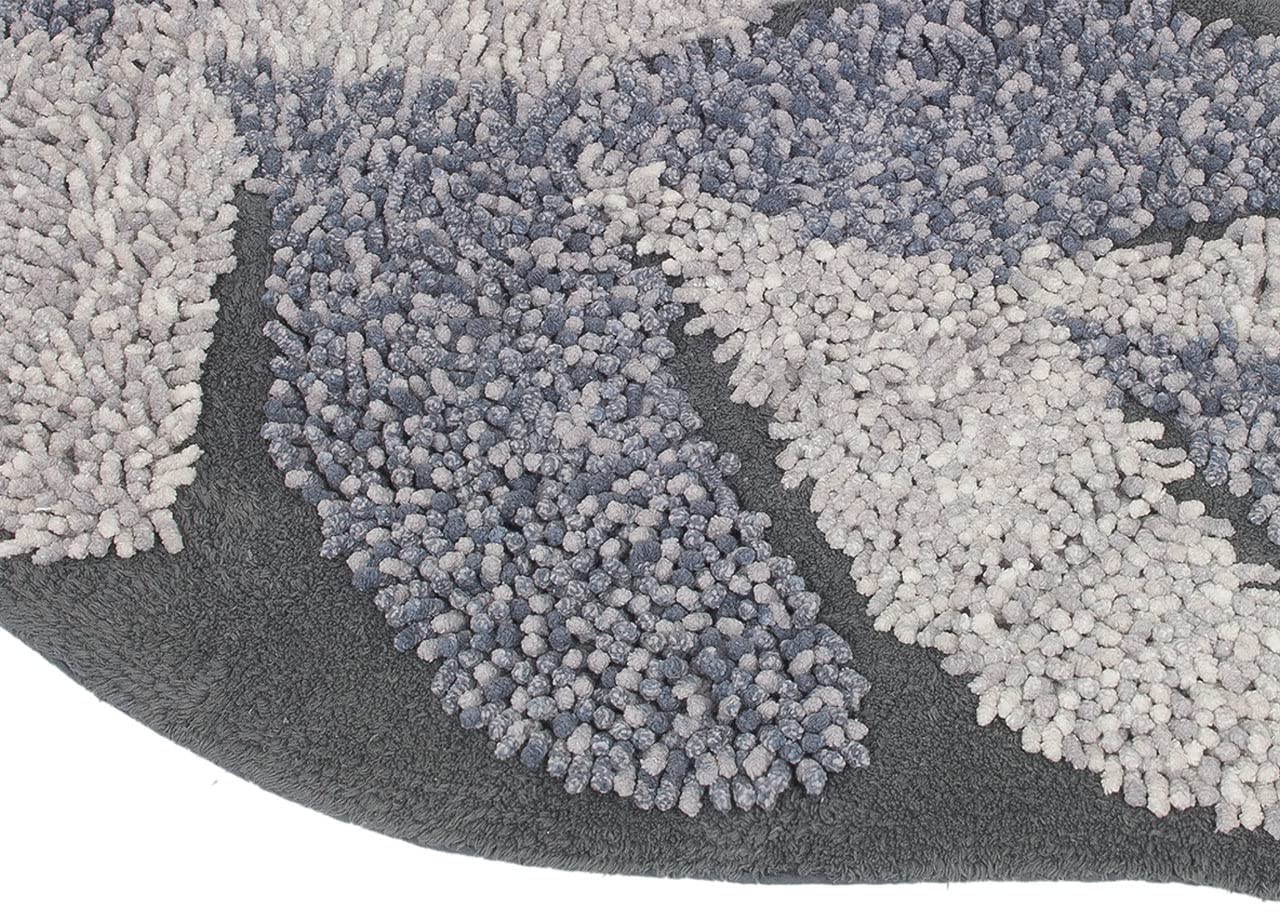 BIANCHERIAWEB Tappeto A Foglia Casa Bagno Cotone Spugna Morbida Antiscivolo Leaf Grigio