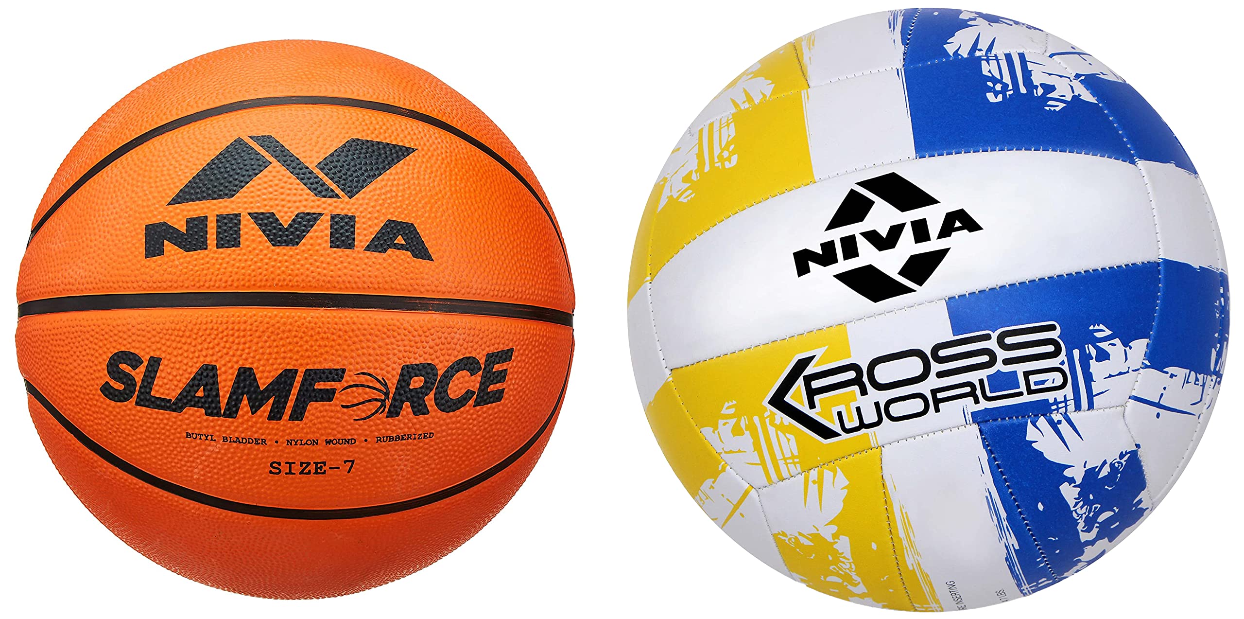 Nivia Encounter Basketball Size-7 (Material: Rubber, Color: Orange) Kross Rubber Hand Stitched Volleyball, Size 4, (Yellow and Blue) (B0BB6QKJY9) Amazon Price History, Amazon Price Tracker