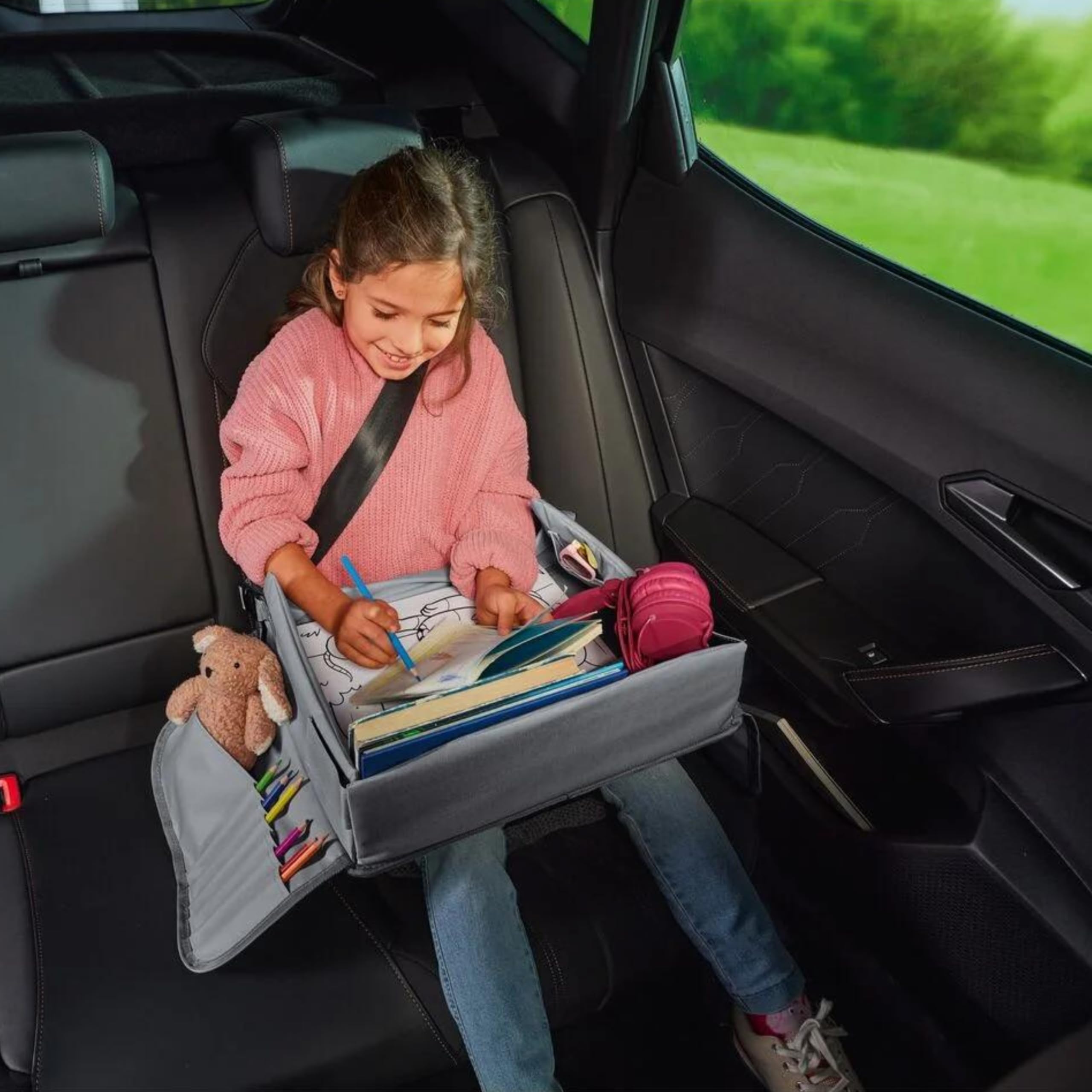 Plateau multi-positions pour enfants | Avec la table d'activités pour la voiture, vous pouvez divertir vos enfants pendant les voyages | Table de voiture pour enfants pour siège arrière.