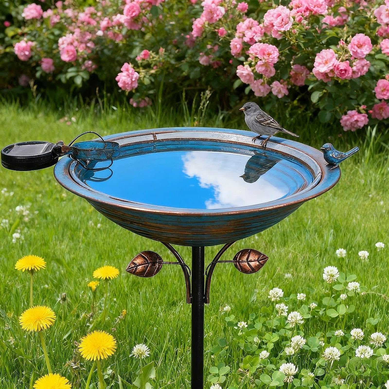Sharplace Comedero para Pájaros, Bebedero para Pájaros de Jardín, Cuenco, Elegante Bebedero para Pájaros Instalable con Estaca de Metal para Amantes de Las Aves