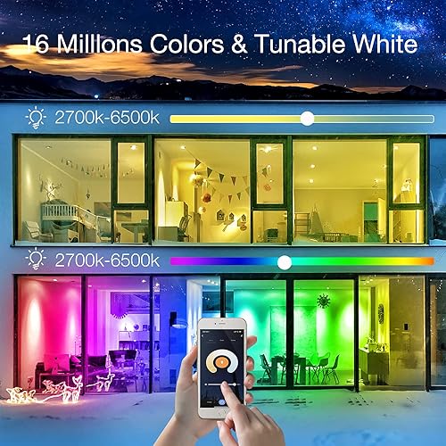 Miniatura 3 de phopollo Bombillas inteligentes, RGBCW WiFi multicolor, bombillas LED compatibles con Alexa y Google Home Assistant, A19 E26 9W 60W equivalente a
