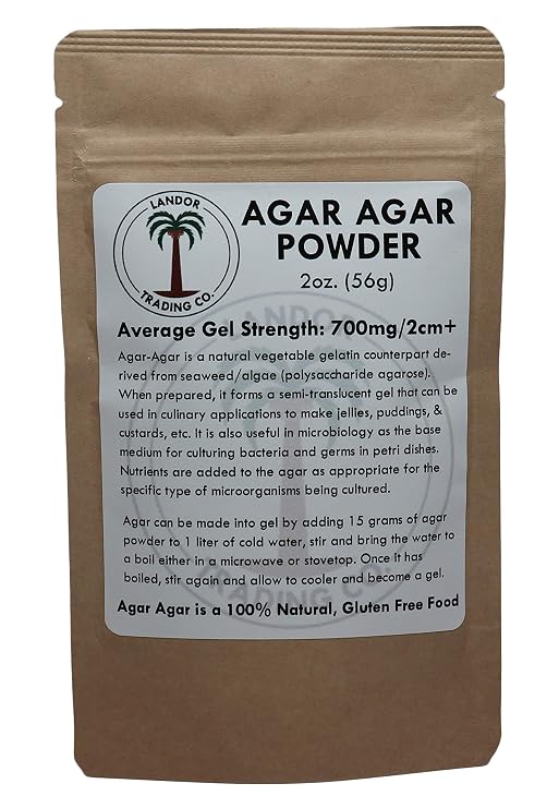 Agar Agar Powder - 2 Ounces (56 Grams) - Average Gel Strength