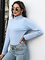 Vista 5 de KYLELOVE Camisetas térmicas de manga larga con cuello alto para mujer, básicas, ajustadas, para otoño e invierno