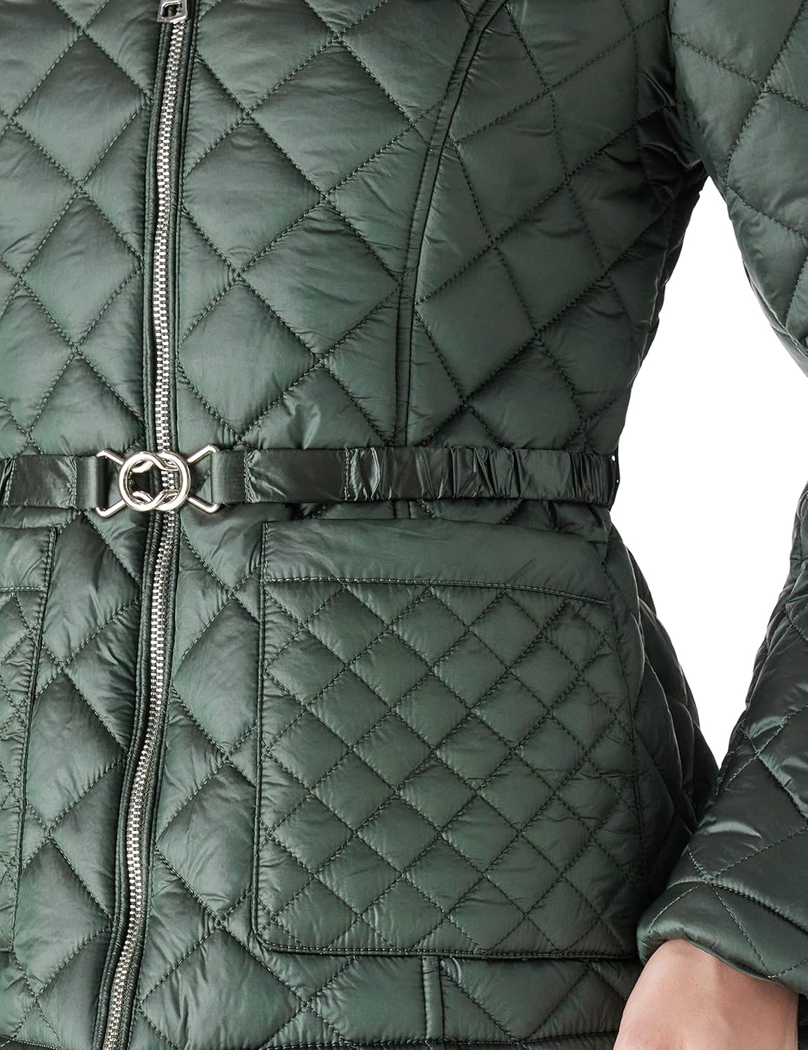 Bellivera Women Lightweight Coat Short Quilted Puffer Long Sleeve Belted Jacket Pockets - Image 4