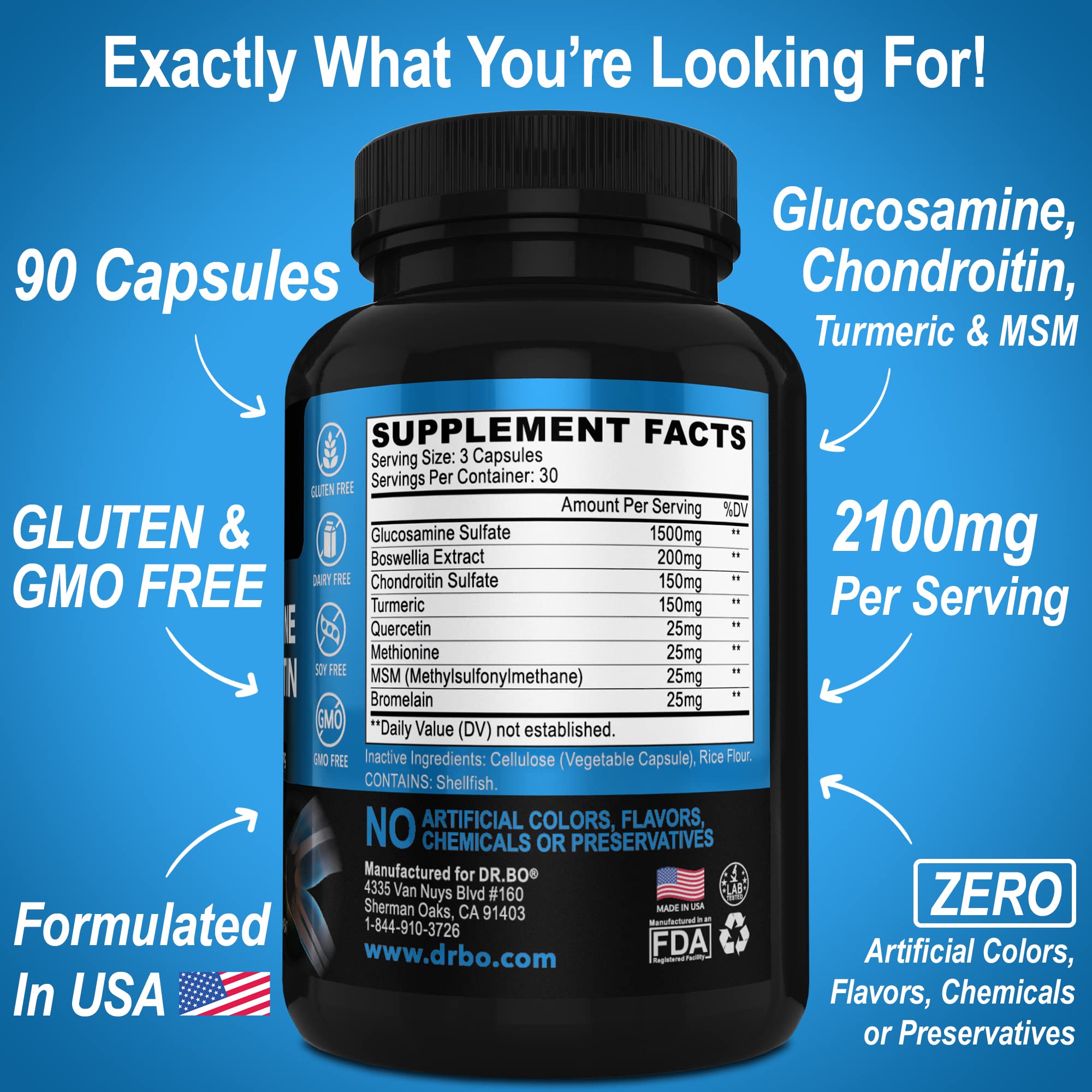 Glucosamine Chondroitin Turmeric MSM Joint Pain Relief Supplements