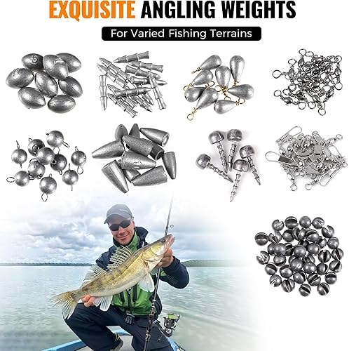 Miniatura 4 de PLUSINNO Kit de accesorios de pesca de 264397 piezas, caja de aparejos de pesca organizada con aparejos incluidos, anzuelos de pesca, plomos de