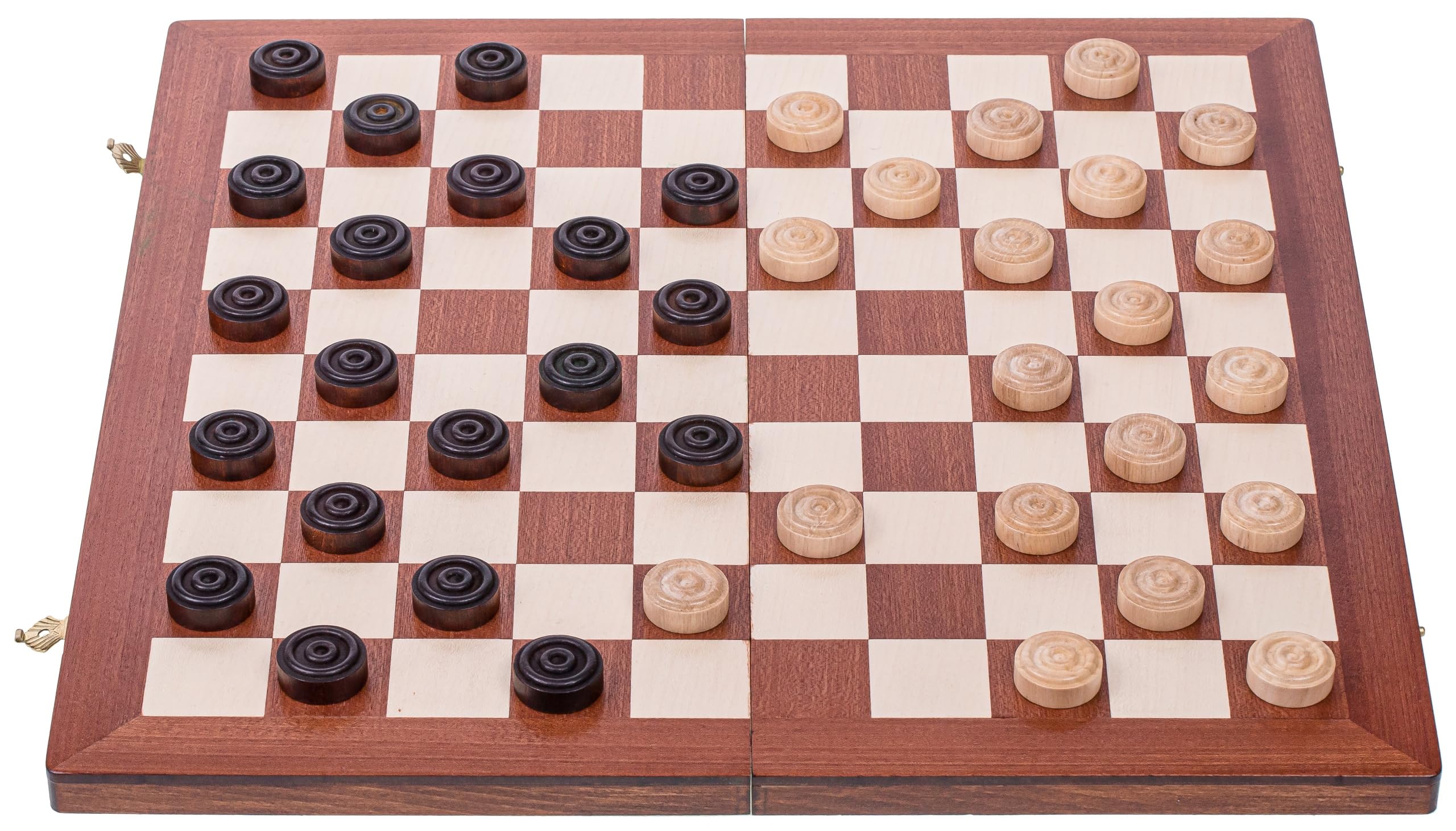 Square - Damespiel - 100 Feld - Dame Set aus Holz Mahagoni - Brett 40 x 40 cm