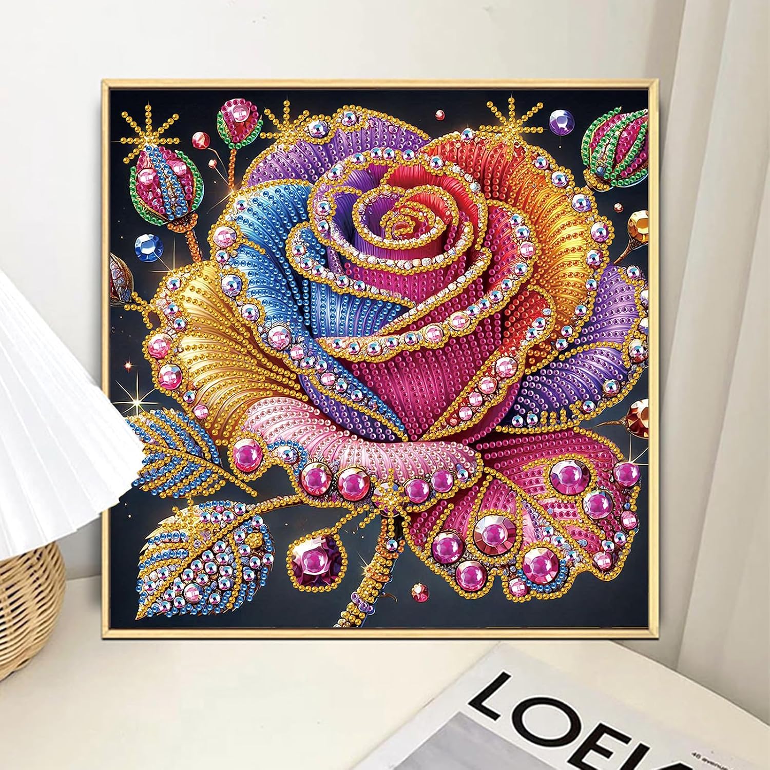 antor Special Shape Diamond Art Kits for Adults, Rose Design 5D Crystal Rhinestones DIY Diamond Painting Kit, Wall Decor or Gift for Beginners, 11.8 x 11.8 Inch image 4