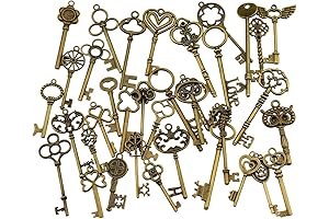 36 Pack Extra Large Antique Bronze Finish Vintage Skeleton Key for Unique Decor