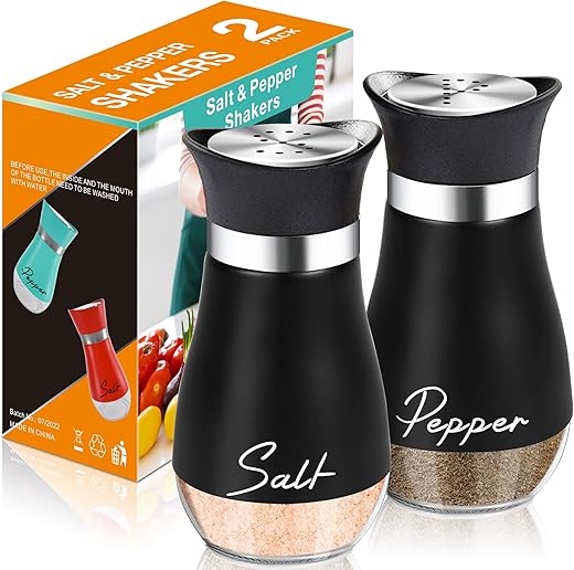 Salt and Pepper Shakers Set,4 oz Glass Bottom&hellip;