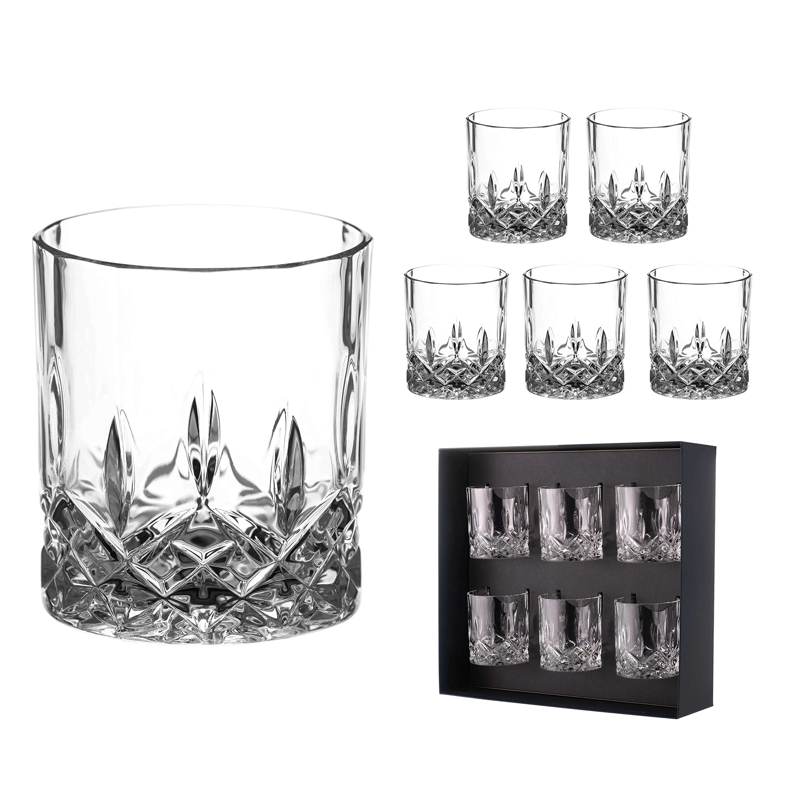 Sponsored Ad – DIAMANTE Dorchester 6 Whisky tumblers in a Black Satin Lined Gift Box