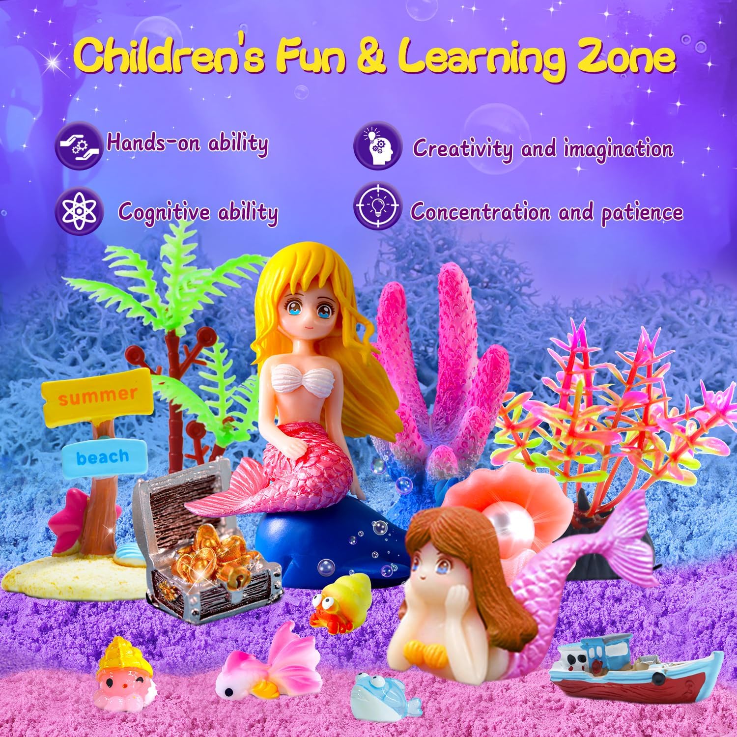 Mscawow Mermaid Terrarium Kit for Kids, DIY Light-Up Decorations Arts & Craft Kit - 4 5 6 7 8-12 Year Old Girl Birthday Gift Toys