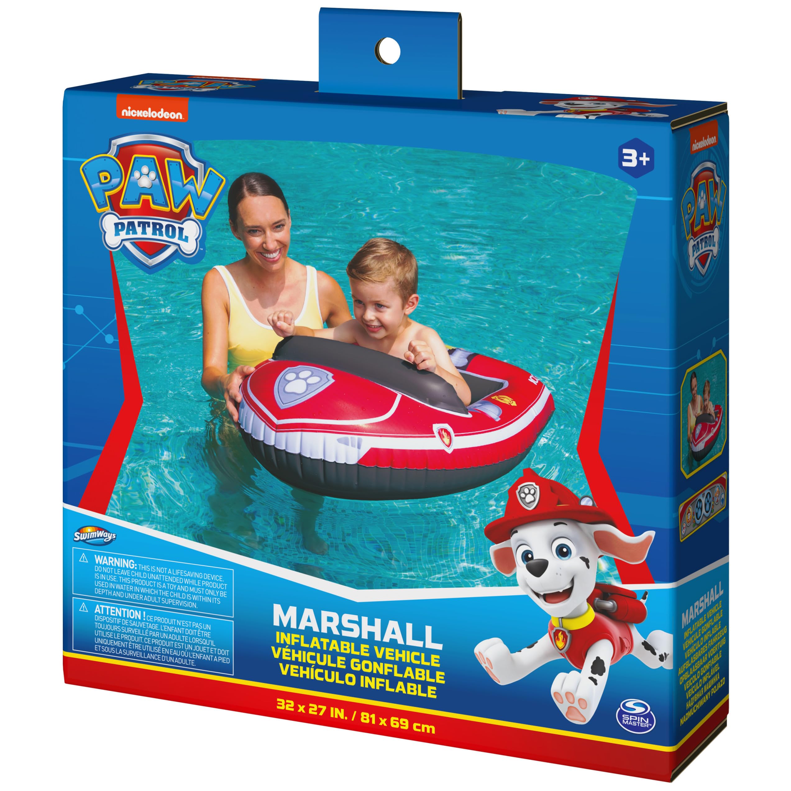 Nickelodeon Paw Patrol Marshall - Vehículo acuático inflable para niños a partir de 3 años 8