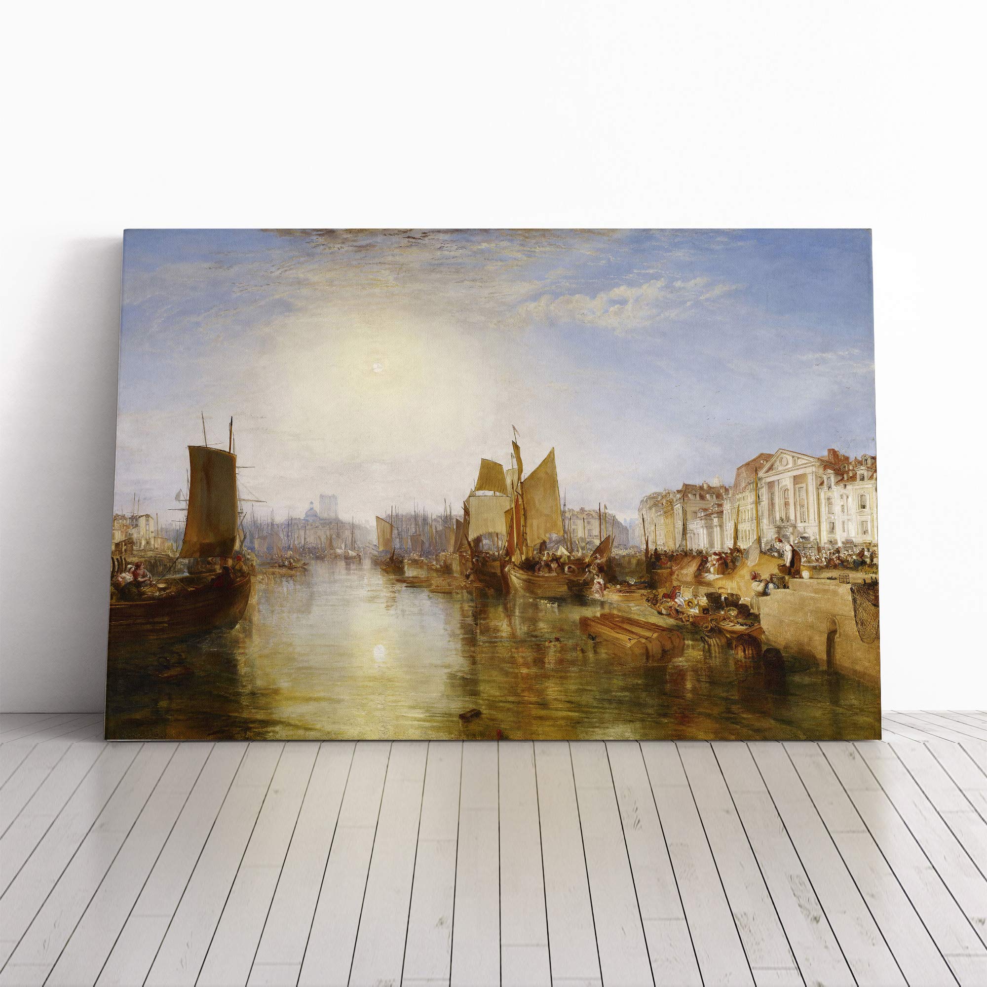Joseph Mallord William Turner The Harbor of Dieppe Canvas Print | Gallery Wrapped 30mm Frame Wall Art | 30x20 inches | Ready to Hang | Modern Seascape Picture | Living Room Bedroom Lounge Office