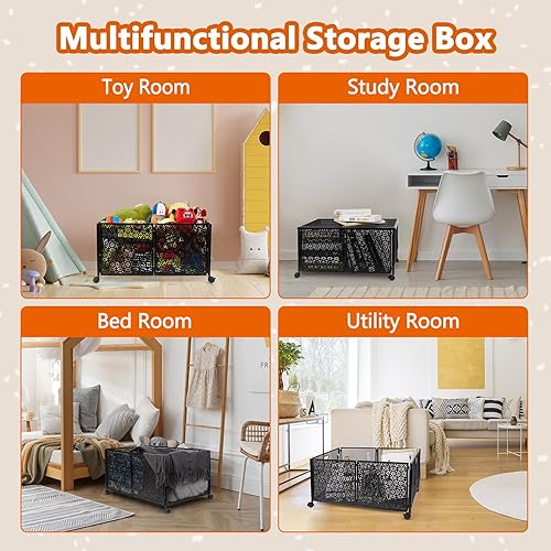 Miniatura 2 de Rafow Organizador de almacenamiento de juguetes para juguetes organizadores de juguetes plegables y contenedores de almacenamiento con ruedas, caja