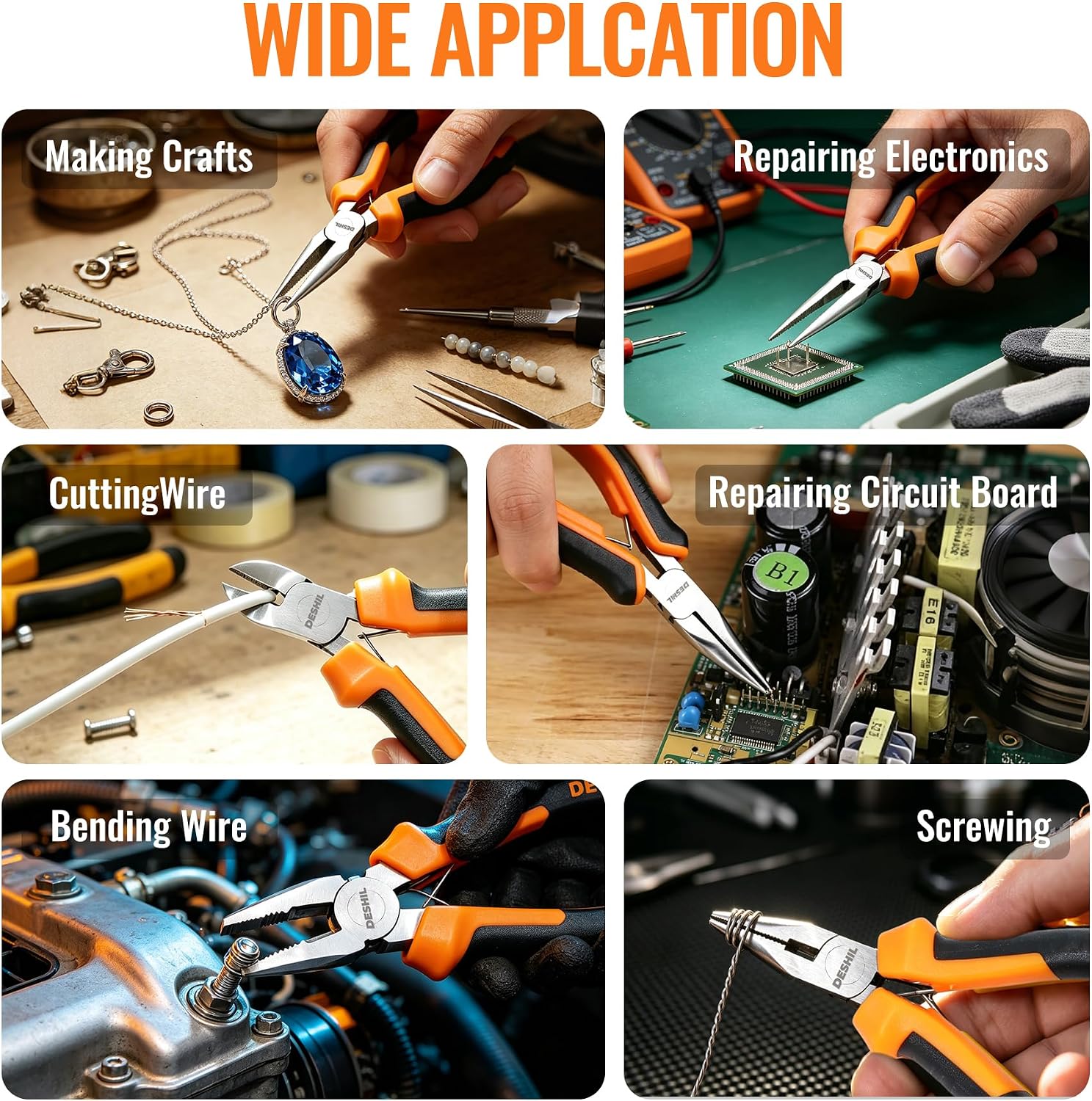 DESHIL 6pcs Mini Pliers Set for Making Crafts, Repairing Electronic and DIY