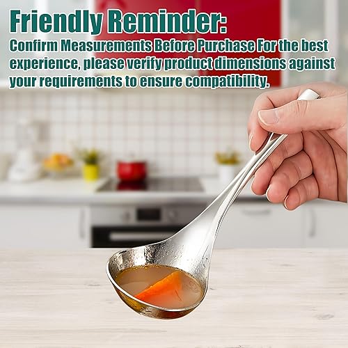 Miniatura 3 de Cucharón de sopa pequeño, salsa, cuchara de sopa para salsa, 1 paquete de mango hueco SUS 304 de acero inoxidable de 8 pulgadas (color plateado).