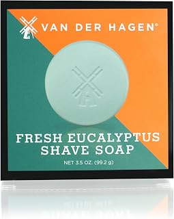 VanDerHagen Fresh Eucalyptus Shave Soap - Hypoallergenic Glycerin-Rich Lather for Smooth, Irritation-Free Shave